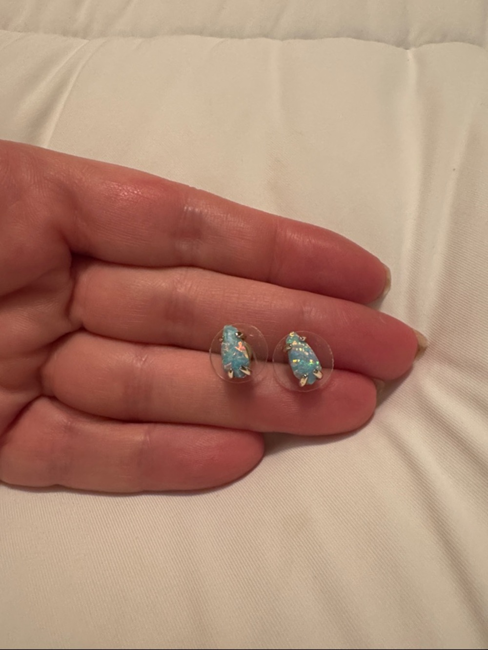 Kendra Scott Aqua Opal Teardrop Stud Earrings